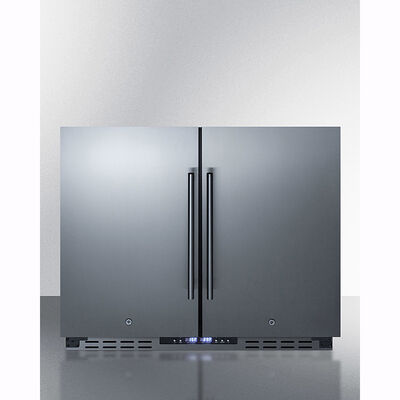 Summit 36 in. 5.8 cu. ft. ADA Compliant Side by Side Undercounter Refrigerator - Stainless Steel with Black Cabinet | FFRF36ADA