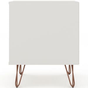 Manhattan Comfort Rockefeller Mid-Century Modern 2-Drawer Nightstand Off White, White, hires