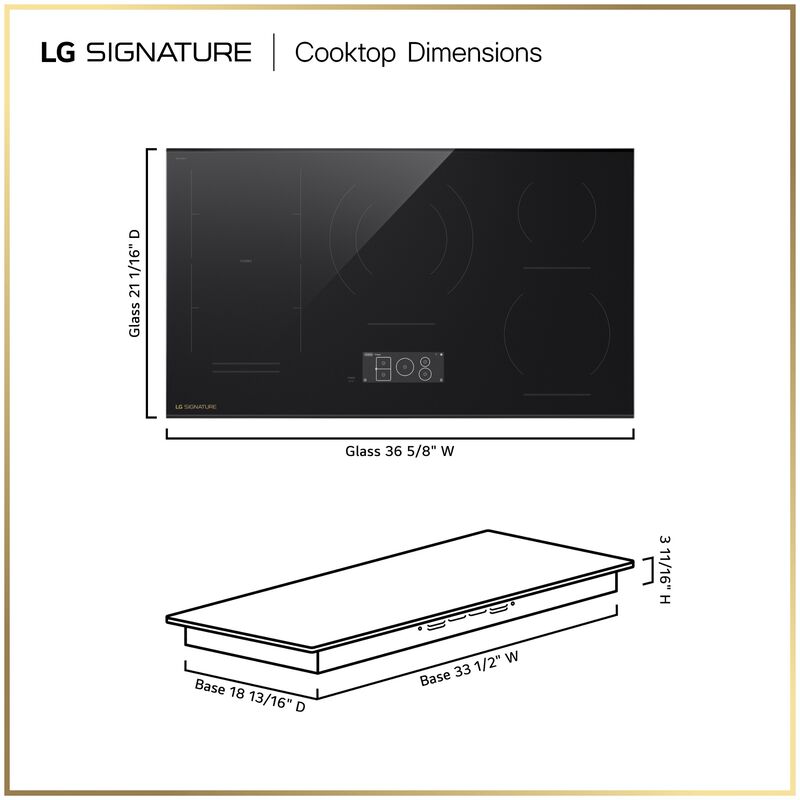 LG SIGNATURE 36 in. 5-Burner Smart Induction Cooktop with Simmer Burner & Power Burner - Black, , hires
