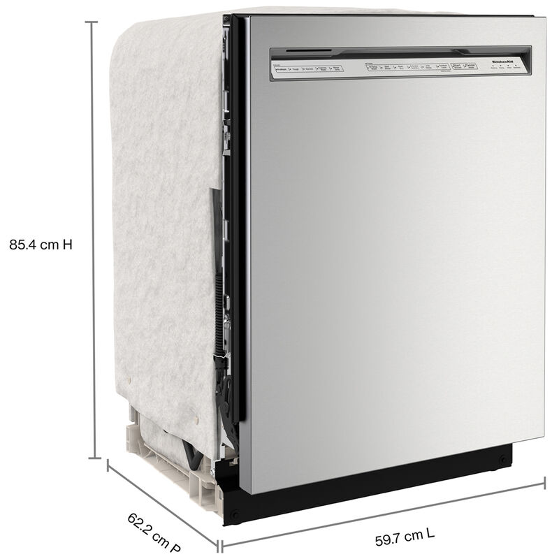 KitchenAid 24 in. Front Control Dishwasher with 41 dBa Sound Level, 3rd-Rack & Pocket - PrintShield Stainless, Stainless Steel with PrintShield Finish, hires