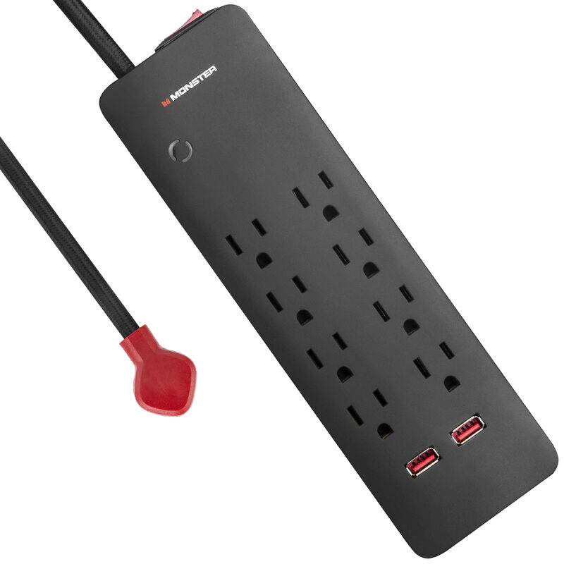 Monster Cable 8-Outlet Surge Protector with 2 USB Ports - Black, , hires