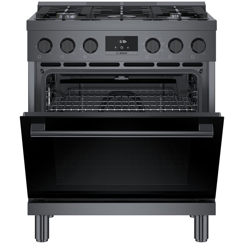 Bosch 800 Series 30 in. 3.9 cu. ft. True European Convection Dual Fuel Range with 5 Sealed Burners - Black Stainless, , hires
