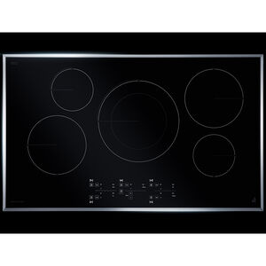 JennAir Lustre Stainless 36 in. 5-Burner Induction Cooktop with Simmer Burner & Power Burner - Stainless Steel, , hires