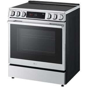 LG InstaView 30 in. 6.3 cu. ft. Smart Air-Fry True European Convection Slide-In Electric Range with 4 Induction Burners & 1 Radiant Burner - PrintProof Stainless Steel, , hires