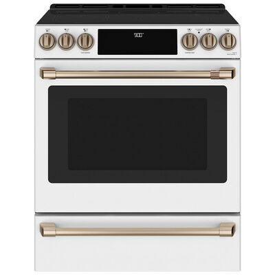 Cafe 30 in. 5.7 cu. ft. Smart Convection Oven Slide-In Electric Range with 5 Induction Zones - Matte White | CHS900P4MW2