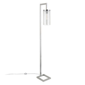 Hudson & Canal "Malva Polished Nickel Floor Lamp with Seeded Glass Shade", , hires