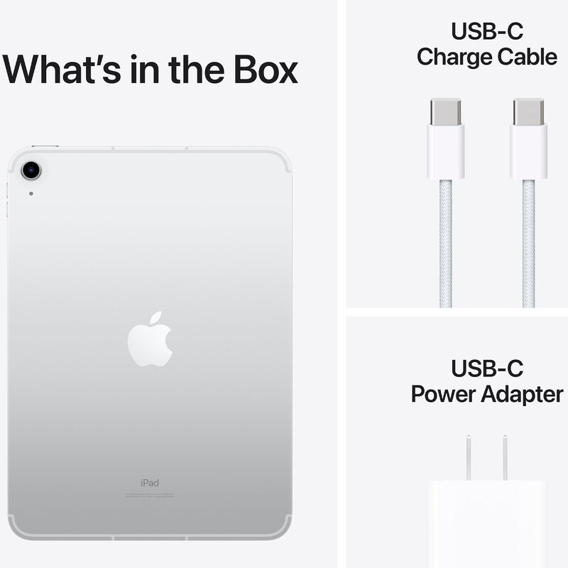Apple 10.9" iPad (2022, Gen 10), Wi-Fi+Cellular, 64GB, Silver, Silver, hires