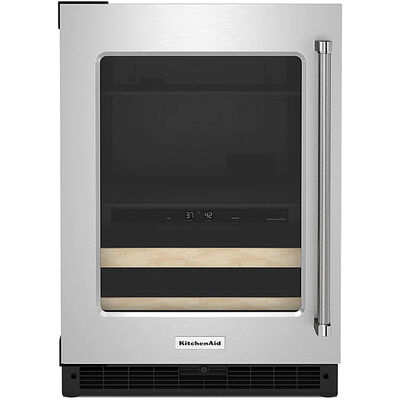 KitchenAid 24 in. 4.8 cu. ft. Built-In Beverage Center with Pull-Out Shelves & Digital Control - Stainless Steel | KUBL214KSB