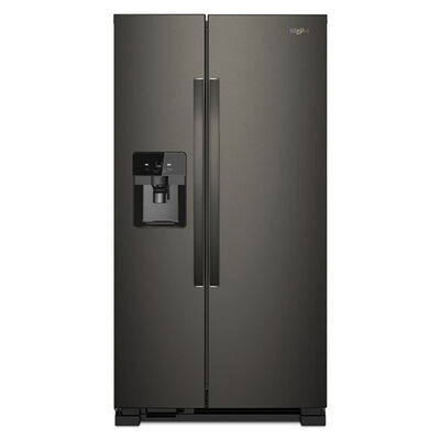 Whirlpool 33 in. 21.4 cu. ft. Side-by-Side Refrigerator with External Ice & Water Dispenser- Black Stainless Steel | WRS321SDHV