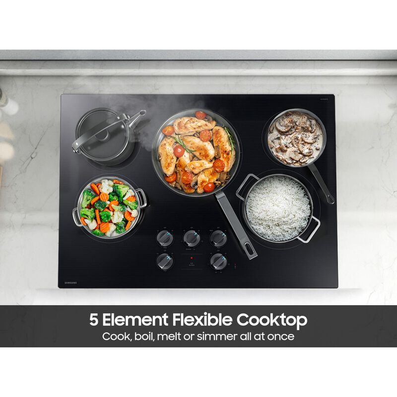 Samsung 30 in. 5-Burner Smart Electric Cooktop with Simmer Burner & Power Burner - Black, , hires