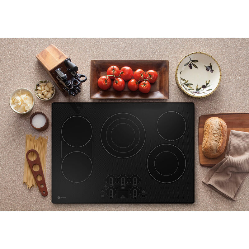 GE Profile 30 in. 5-Burner Smart Electric Cooktop with Simmer Burner & Power Burner - Black, , hires