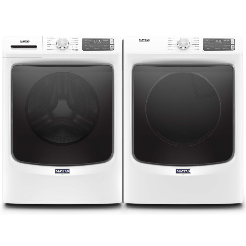 Maytag 27 in. 4.8. cu. ft. Stackable Front Load Washer with Extra Power, 16-Hr Fresh Hold Option, Sanitize & Steam Wash Cycle - White, White, hires