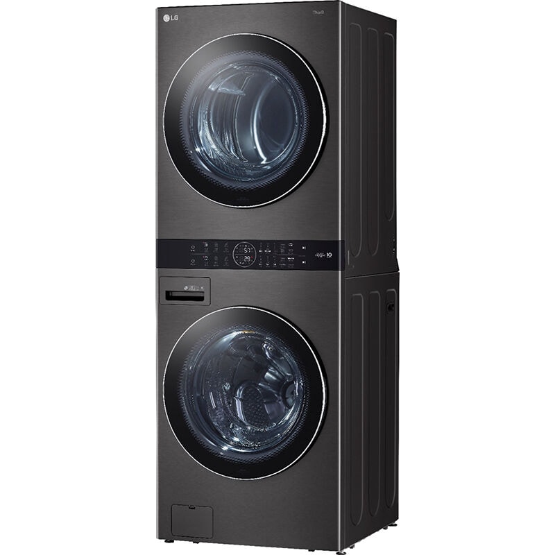 LG 27 in. WashTower with 4.5 cu. ft. Washer with 10 Wash Programs & 7.4 cu. ft. Electric Dryer with 9 Dryer Programs, Sensor Dry & Wrinkle Care - Black Steel, Black Steel, hires