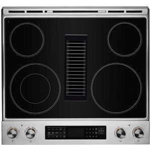 JennAir 30 in. 6.2 cu. ft. Air Fry True European Convection Slide-In Electric Range with Radiant Burners - Stainless Steel, , hires