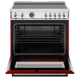 Bertazzoni Professional Series 36 in. 5.7 cu. ft. Air-Fry Dual Convection Electric Range with 5 Induction Burners & Griddle - Red, , hires