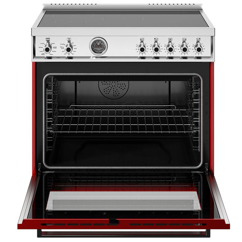 Bertazzoni Professional Series 36 in. 5.7 cu. ft. Air-Fry Dual Convection Electric Range with 5 Induction Burners & Griddle - Red, , hires