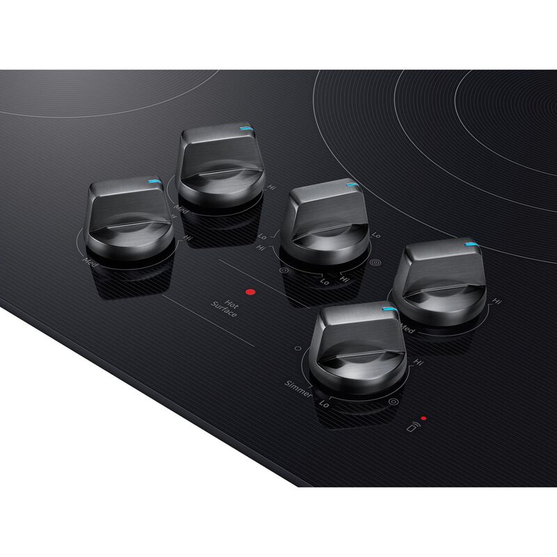 Samsung 36 in. 5-Burner Smart Electric Cooktop with Simmer Burner & Power Burner - Black, , hires
