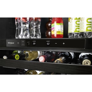 Whirlpool 24 in. 5.2 cu. ft. Beverage Center with 14 Bottle Wine Storage, Dual Zone & Digital Control - Stainless Steel, , hires