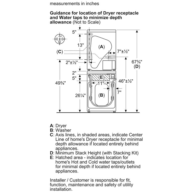 Bosch 300 Series 24 in. 2.2 cu. ft. Stackable Front Load Washer with SpeedPerfect & EcoSilense