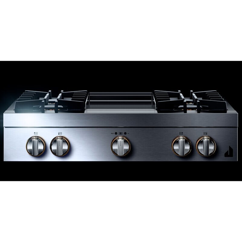 JennAir Rise 36 in. 4-Burner Natural Gas Rangetop with Griddle, Simmer Burner & Power Burner - Stainless Steel, , hires