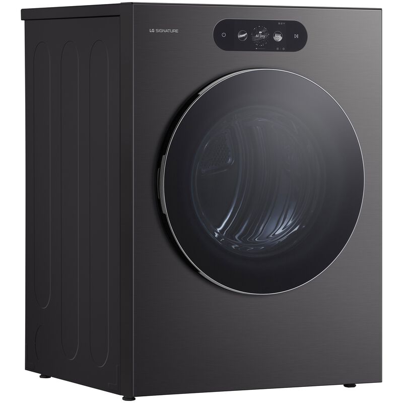 LG SIGNATURE 29 in. 9.0 cu. ft. Smart Stackable Electric Dryer with Built-In Intelligence, TurboSteam, AI Sensor Dry & Sanitize Cycle - Brushed Black Steel, , hires