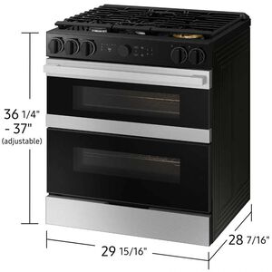 Samsung Bespoke 30 in. 6.1 cu. ft. Smart Air Fry True European Convection Double Oven Slide-In Dual Fuel Range with 5 Sealed Burners & Griddle - Stainless Steel, , hires