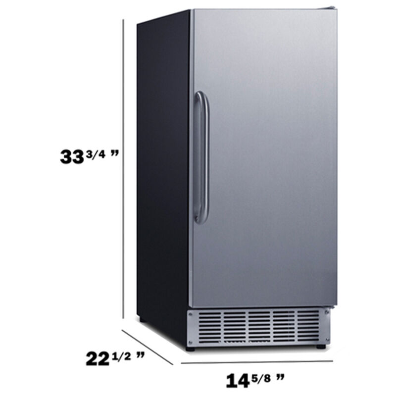 Summit 15 in. Built-In Undercounter Commercial-Use Ice Maker with 25 lb. Ice Storage, Auto-Defrost & Digital Control - Stainless Steel, , hires