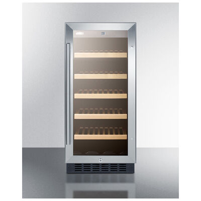 Summit 15 in. Compact Built-In or Freestanding 2.2 cu.ft Wine Cooler with 23 Bottle Capacity, Single Temperature Zones & Digital Control - Stainless Steel | ALWC15CSS