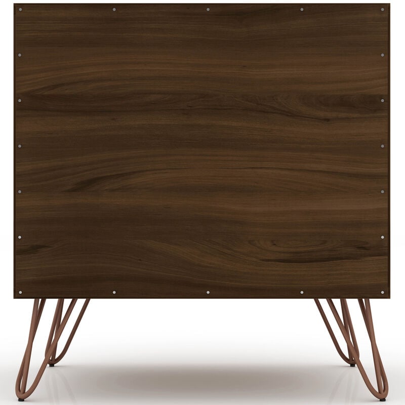 Manhattan Comfort Rockefeller Mid-Century Modern 2-Drawer Nightstand - Brown, Brown, hires