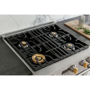 Monogram Statement Series 30 in. 5.7 cu. ft. Smart Standard Convection Gas Range with 4 Sealed Burners - Stainless Steel, , hires