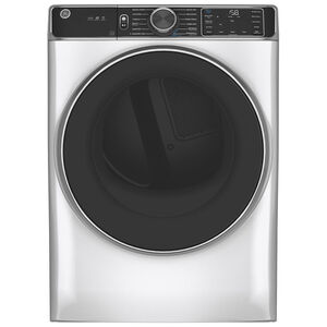 GE 28 in. 7.8 cu. ft. Smart Stackable Electric Dryer with Sensor Dry, Stainless Steel Drum, Sanitize Cycle & Steam Refresh - White, White, hires