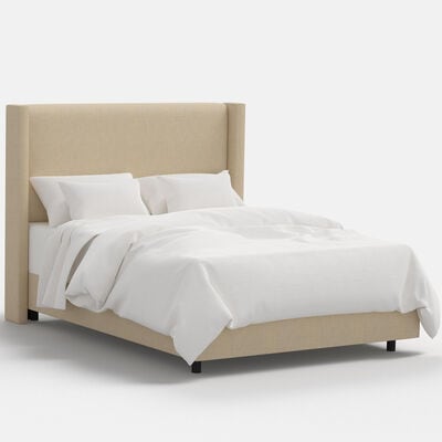 Skyline Furniture Linen Fabric Upholstered Queen Size Wingback Bed - Linen | 502BEDLNNLNN