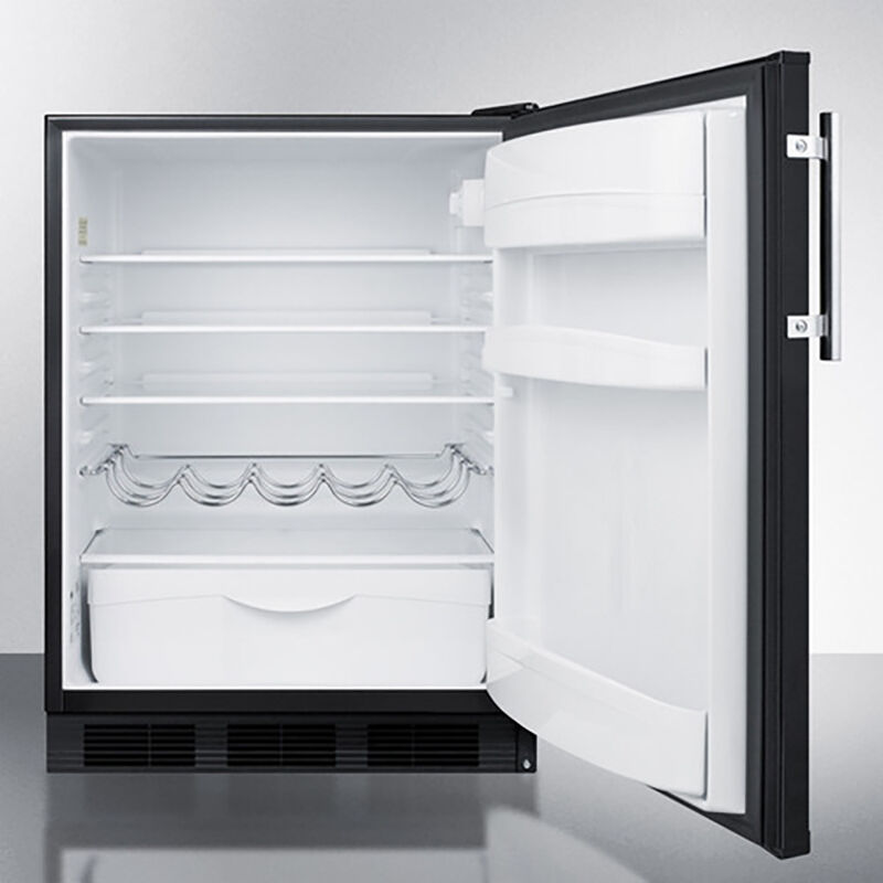 Summit 24 in. 5.5 cu. ft. ADA Compliant Undercounter Refrigerator with Crisper Drawer - Stainless Steel with Black Cabinet, , hires