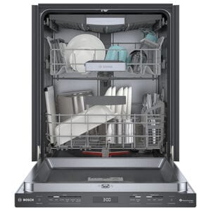 Bosch 800 Series 24 in. Top Control Smart Dishwasher with 42 dBa Sound Level, 3rd-Rack, CrystalDry & Pocket - Black Stainless, Black Stainless, hires