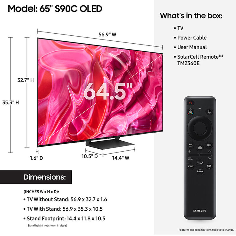 Samsung - 65" Class S90C Series OLED 4K UHD Smart Tizen TV, , hires