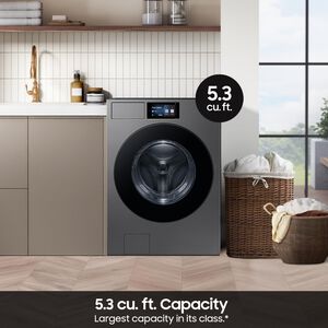 Samsung Bespoke 27 in. 5.3 cu. ft. Smart Stackable Front Load Washer with AI Home, AI OptiWash+, Sanitize & Steam Cycle - Dark Steel, , hires