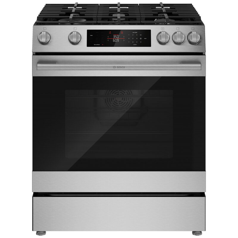 Bosch 300 Series 30 in. 5.8 cu. ft. Air-Fry Standard Convection Slide-In Gas Range with 5 Sealed Burners - Stainless Steel, , hires
