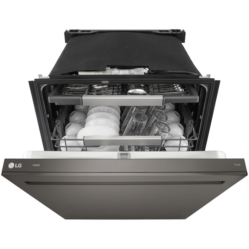 LG 24 in. Top Control Flush-Mount Smart Dishwasher with 42 dBA Sound level, 3rd-Rack, Dynamic Heat Dry with AutoVent Dry & Pocket Handle - Black Stainless Steel, , hires