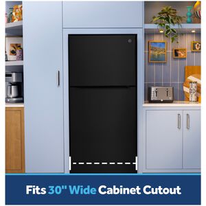 GE 30 in. 21.0 cu. ft. Garage-Ready Top Freezer Refrigerator - Black, Black, hires