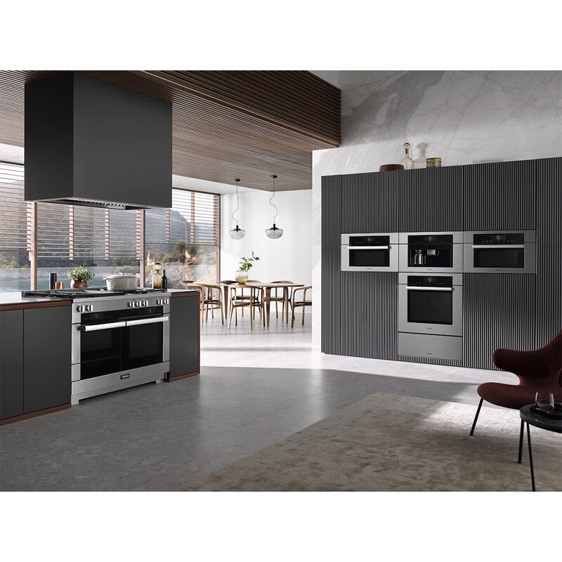 Miele 48 in. 5 cu. ft. Smart Standard Convection Speed Double Oven Dual Fuel Range with 6 Sealed Burners & Griddle - Clean Steel, , hires