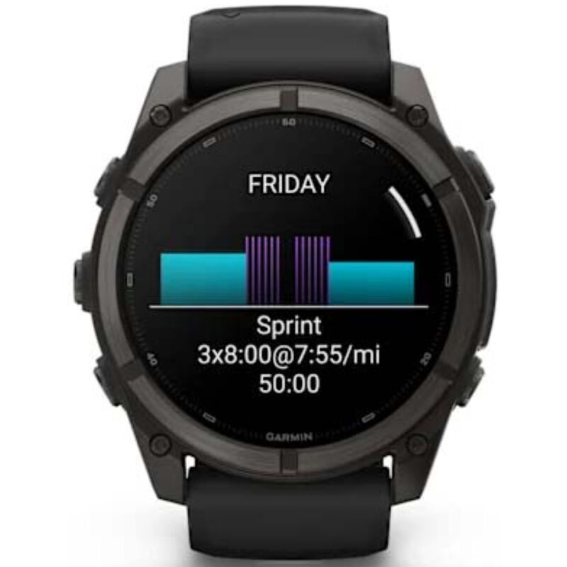 Garmin fenix 9 51 mm, AMOLED Smart Watch - Carbon Gray DLC Titanium with Black Silicone Band, , hires