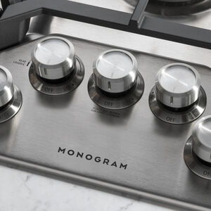 Monogram 36 in. 5-Burner Natural Gas Cooktop with Griddle, Simmer Burner & Power Burner - Stainless Steel, , hires
