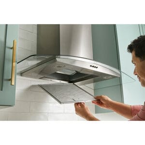 Whirlpool 30 in. Convertible Chimney Style Range Hood with 400 CFM, 3 Fan Speeds & 2 LED Lights - Stainless Steel, , hires