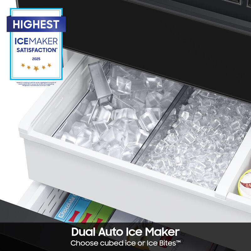 Samsung Bespoke 36 in. 22.5 cu. ft. Smart Counter Depth 4-Door French Door Refrigerator with AI Family Hub+, Beverage Center & Internal Water AutoFill Pitcher - Matte Black Steel, Charcoal Glass & Matte Black, hires