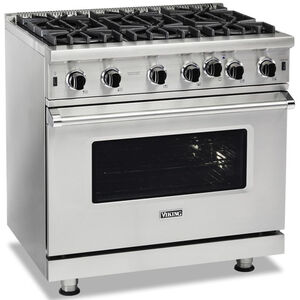 Viking 5 Series 36 in. 5.1 cu. ft. Standard Convection Gas Range with Open Burners - Stainless Steel, , hires