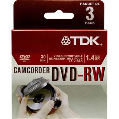 T.D.K. Blank Video Media DVD-RW CAMCORDER MEDIA | DVDRW14RGL3