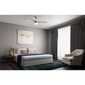 Hunter Sentinel 52 in. Ceiling Fan with LED Light Kit and Handheld Remote - Brushed Nickel, Brushed Nickel, hires