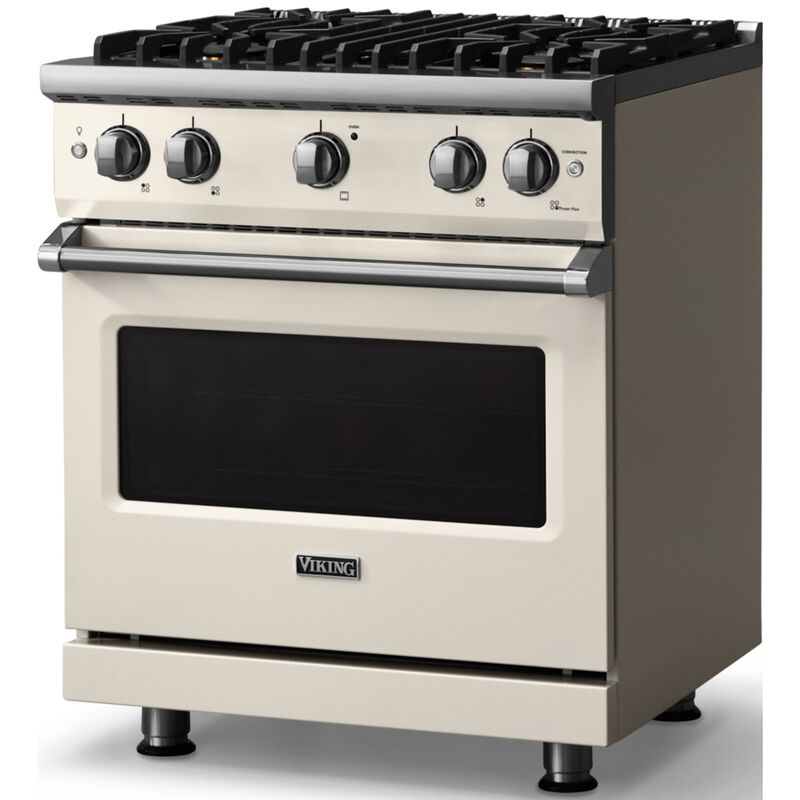 Viking 5 Series 30 in. 4.0 cu. ft. Standard Convection Gas Range with 4 Sealed Burners - Pure White - Liquid Propane Gas, Polished Chrome Trim Option, , hires