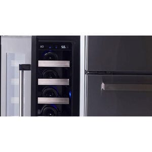 XO 24 in. Undercounter Wine Cooler with Metal Racks, Dual Temperature Zones & 46 Bottle Capacity - Black Stainless Steel, , hires