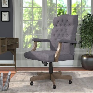 Boss Executive Chair With Driftwood Finish Frame - Grey Linen, Gray, hires